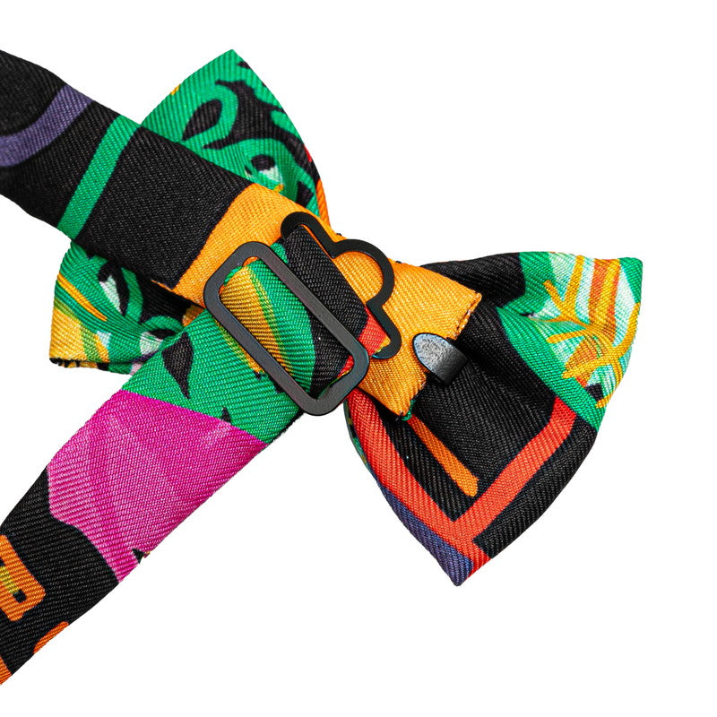 Hermes Silk Bow Tie Green Red Multicolor