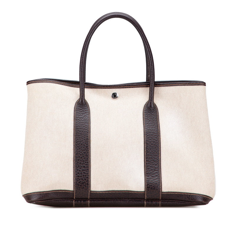 Hermes Garden Party Toile H Leather Handbag