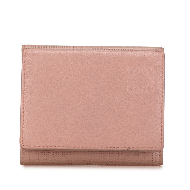 Loewe Anagram Leather Trifold Wallet Pink