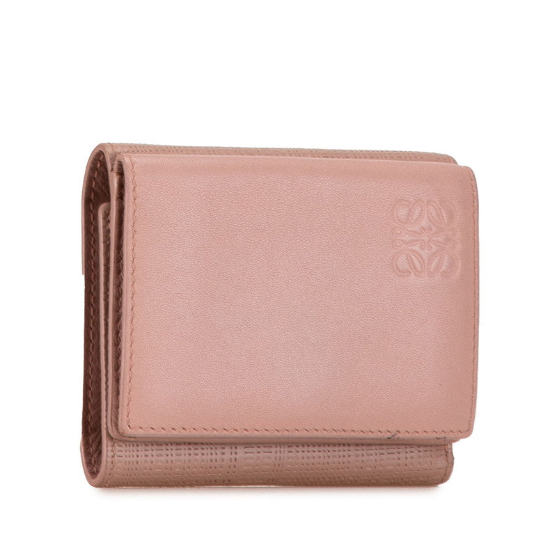 Loewe Anagram Leather Trifold Wallet Pink in Very Good Condition