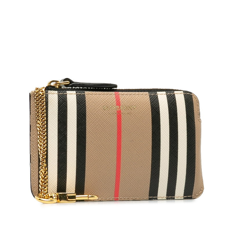 Burberry Check Coin Case Beige Multicolor PVC Leather