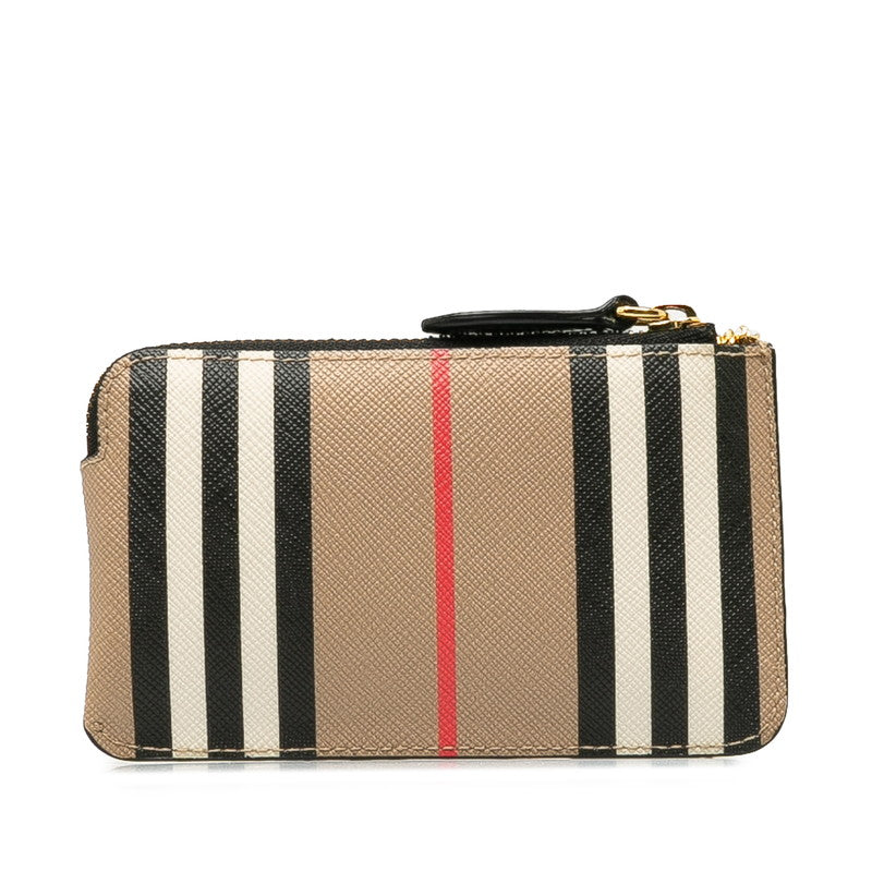 Burberry Check Coin Case Beige Multicolor PVC Leather in Great Condition