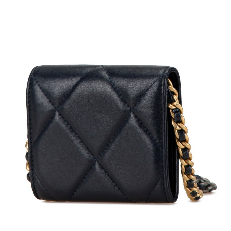 Chanel Matelasse Lambskin Chain Wallet Navy