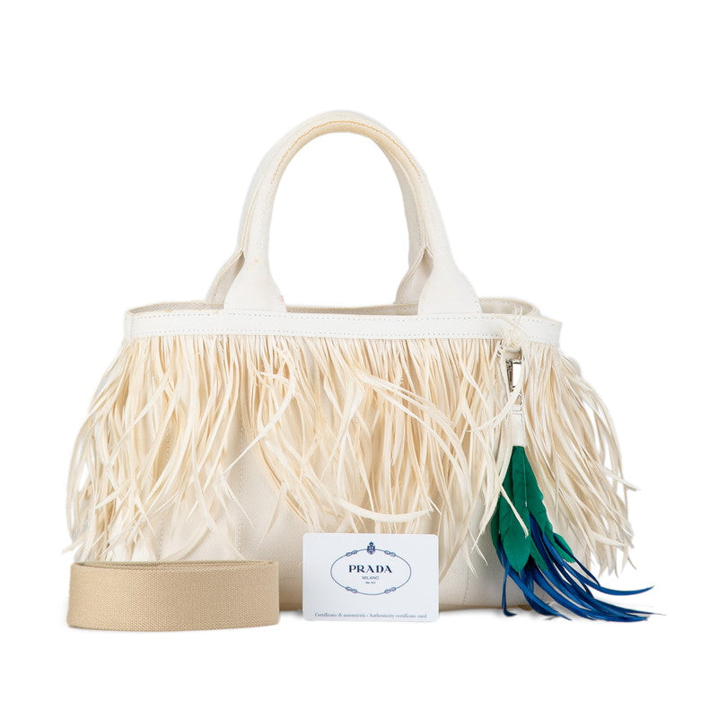 Prada Canapa Fringe Mini Handbag 1BG439 in Very Good Condition