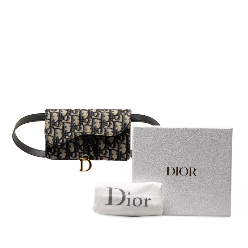 Dior Trotter Saddle Belt Pouch Canvas Leather S5619CTZQ in Great Condition