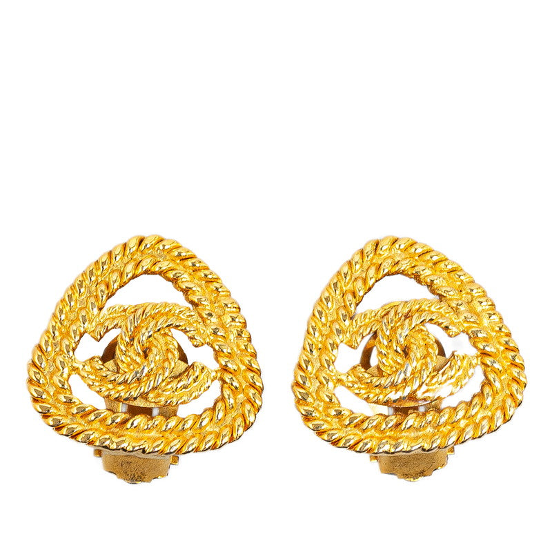 Chanel Vintage Chain Coco Mark Earrings Gold Plated in Very Good Condition