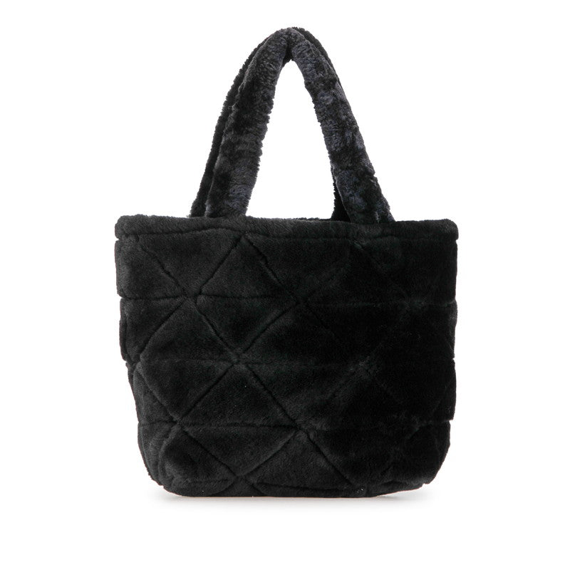 Prada Shearling Quilted Handbag 1BG378 Black in Great Condition