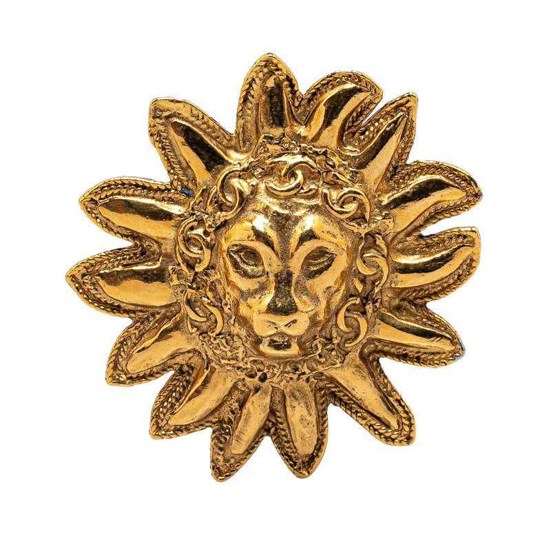 Chanel Lion Motif Brooch Gold Plated