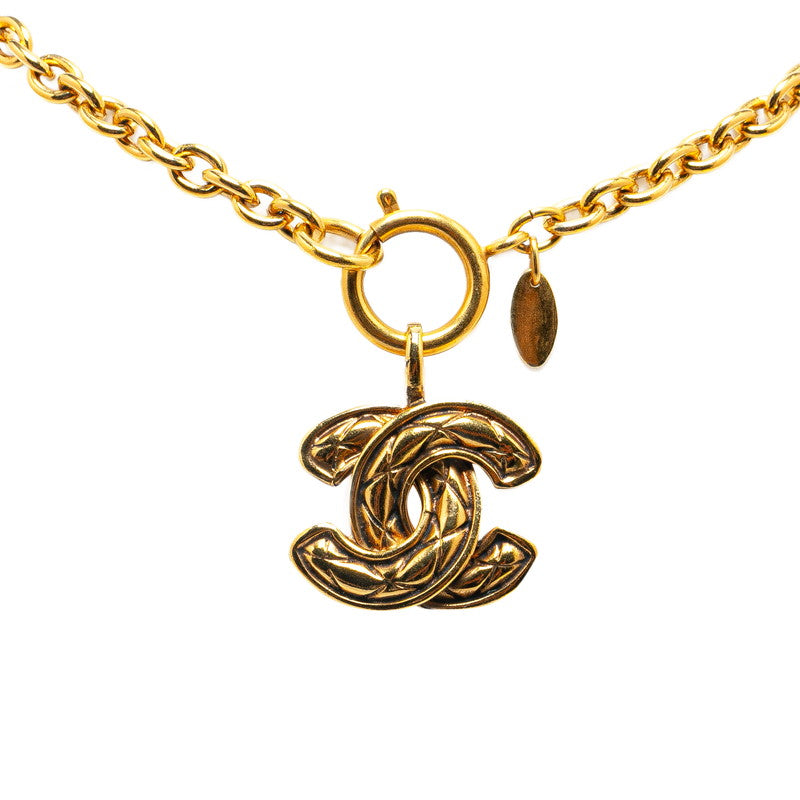 Chanel Coco Mark Matelasse Necklace Gold Plated in Very Good Condition