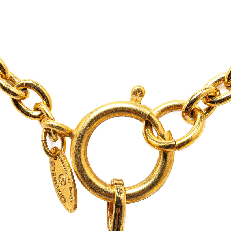 Chanel Coco Mark Matelasse Necklace Gold Plated in Very Good Condition