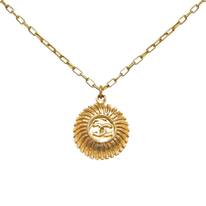 Chanel Vintage Coco Mark Medal Necklace Gold Plated in Very Good Condition