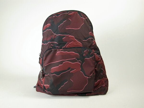 Coach Nylon Camouflage Foldable Backpack Red Black