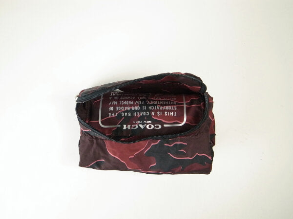 Coach Nylon Camouflage Foldable Backpack Red Black