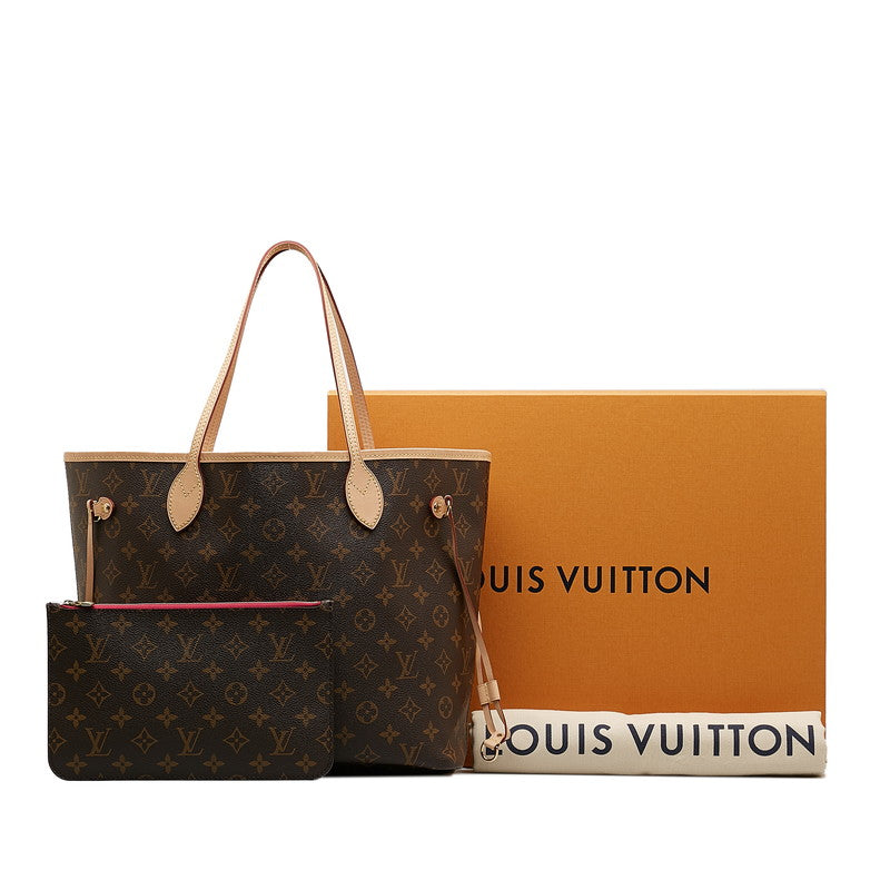 Louis Vuitton Monogram Neverfull MM Tote Bag M41178 Brown PVC Leather in Great Condition