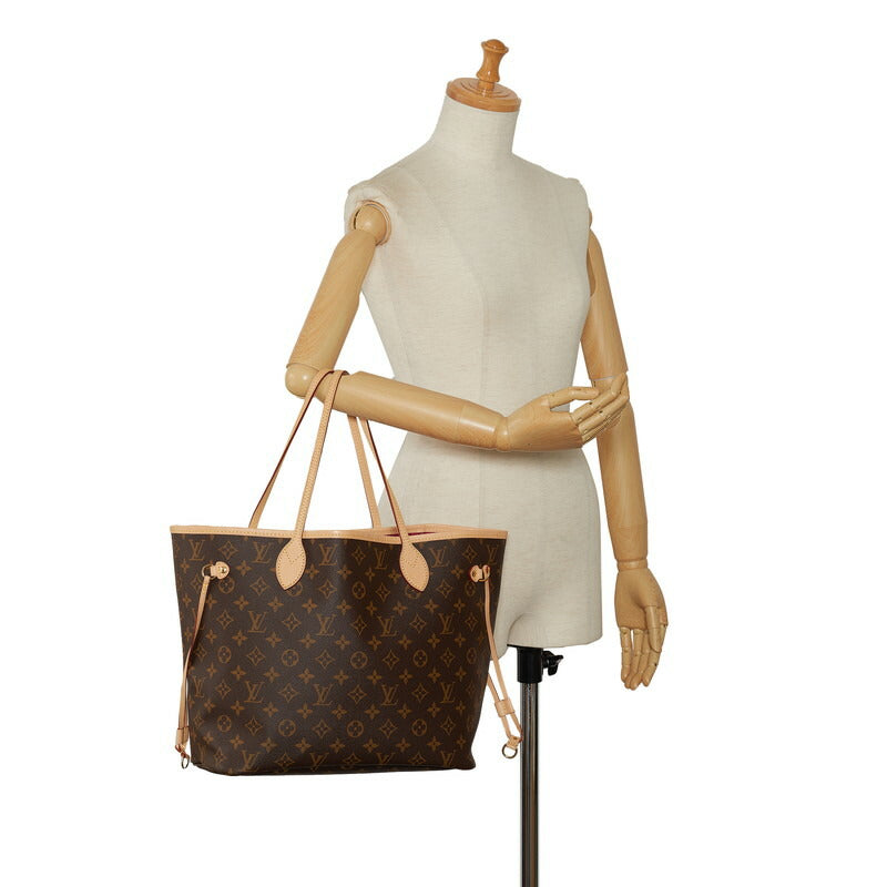 Louis Vuitton Monogram Neverfull MM Tote Bag M41178 Brown PVC Leather in Great Condition