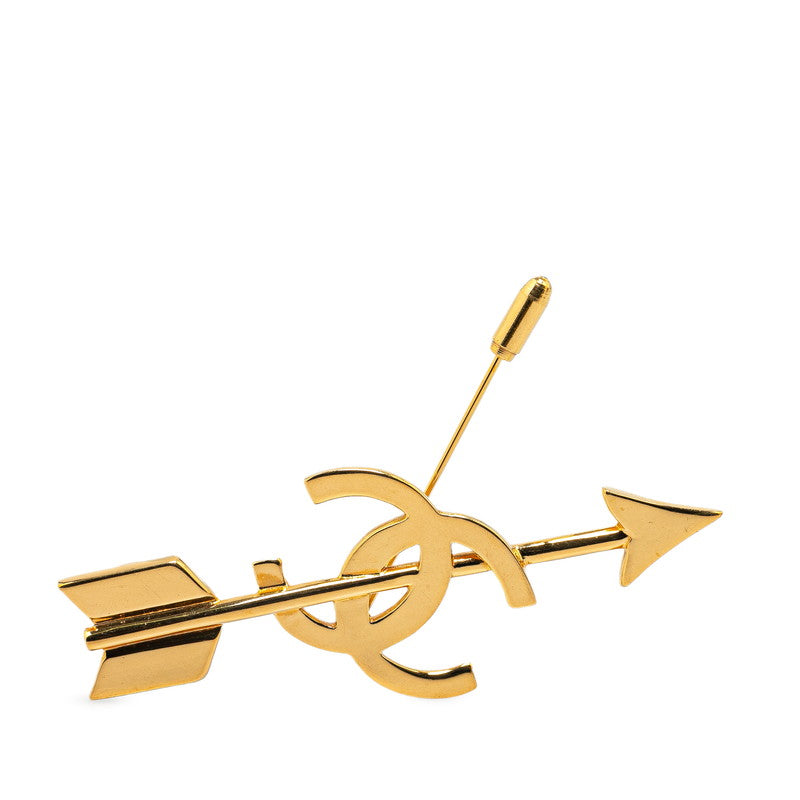 Chanel Coco Mark Arrow Motif Brooch Gold