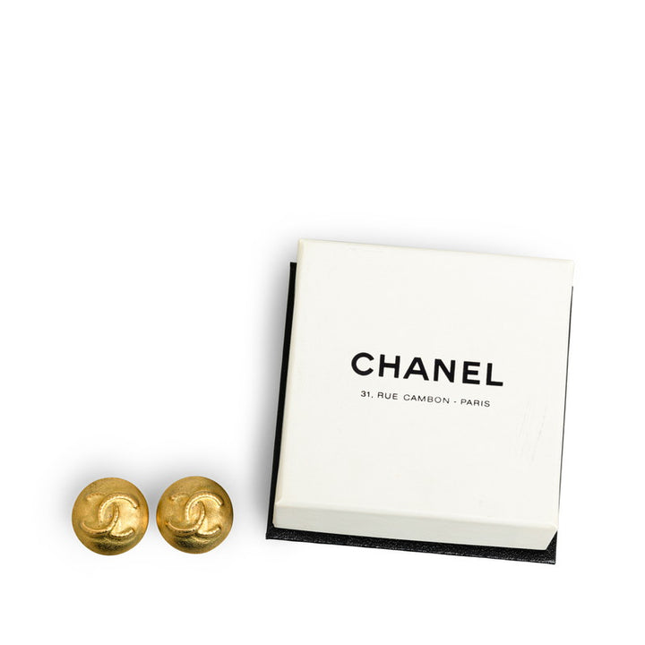 Chanel Coco Mark Gold Plated Earrings in Very Good Condition