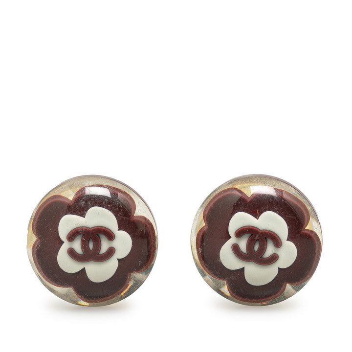 Chanel Acrylic Metal Earrings Clip-on/Stud