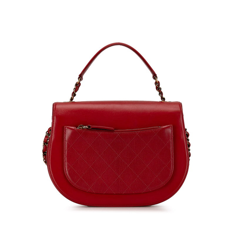 Chanel Coco Mark 2WAY Leather Handbag Red in Very Good Condition