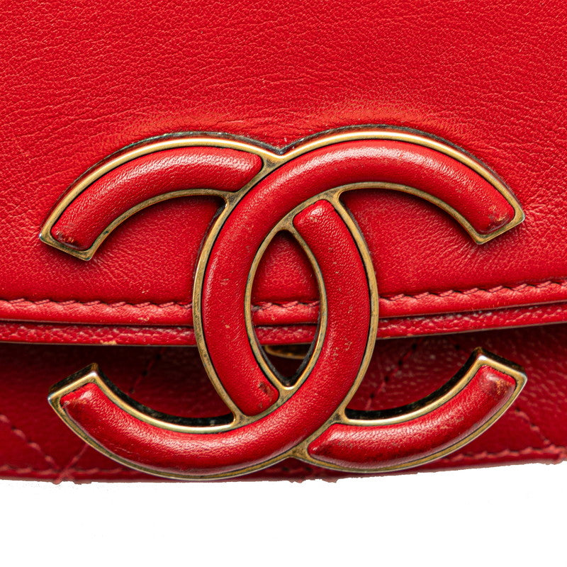 Chanel Coco Mark 2WAY Leather Handbag Red in Very Good Condition