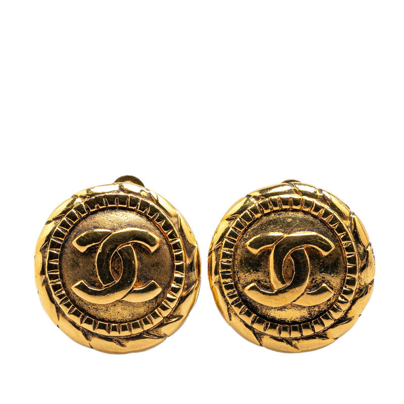 Chanel Vintage Coco Mark Chain Earrings Gold