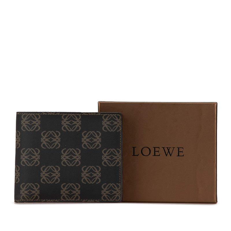 Loewe Anagram Bifold Wallet Dark Brown PVC Leather in Very Good Condition