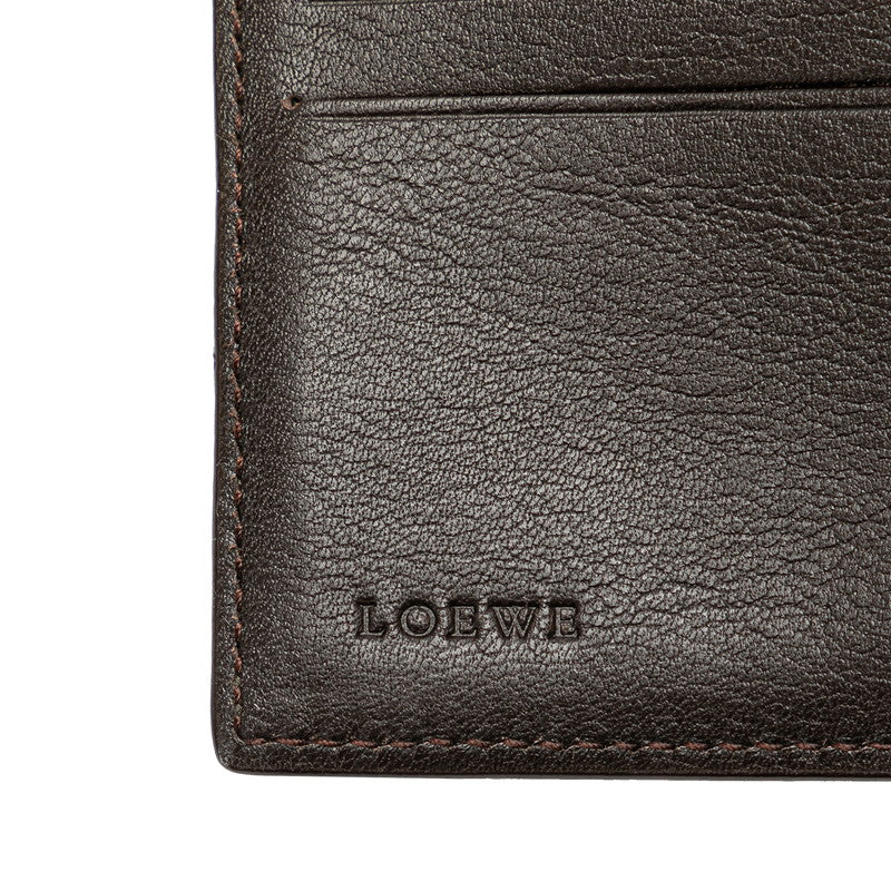 Loewe Anagram Bifold Wallet Dark Brown PVC Leather in Very Good Condition