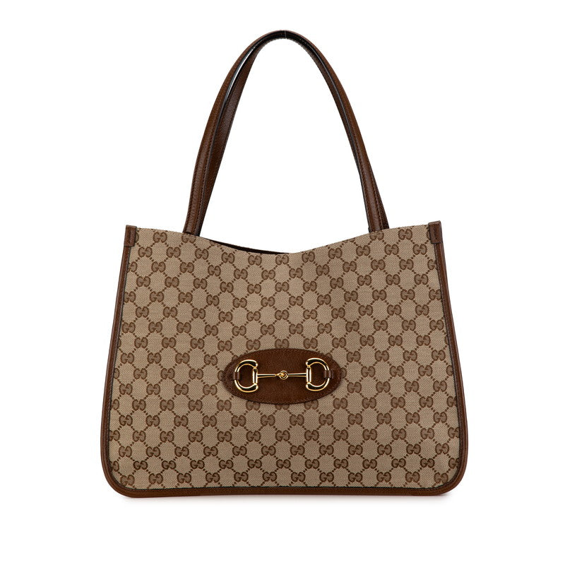 Gucci Canvas Leather Horsebit Tote Bag