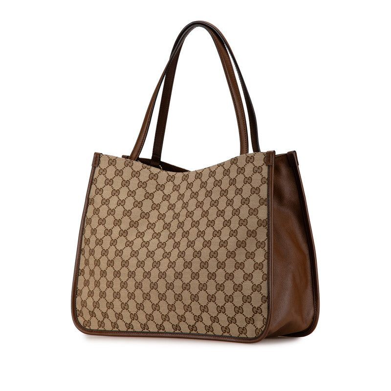 Gucci Canvas Leather Horsebit Tote Bag