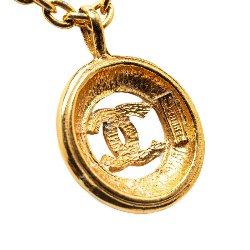 Chanel Vintage Coco Mark Medal Necklace Gold Plated in Very Good Condition