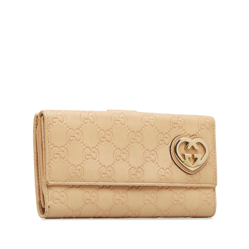 Gucci Leather GG Shima Lovely Heart Long Wallet 245723 in Good Condition