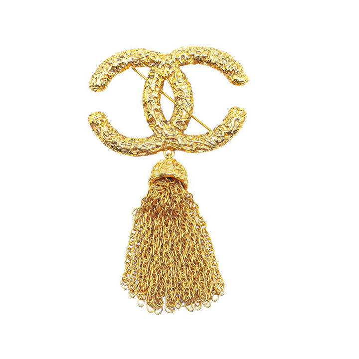 Chanel Vintage Coco Mark Lava Tassel Brooch in Very Good Condition