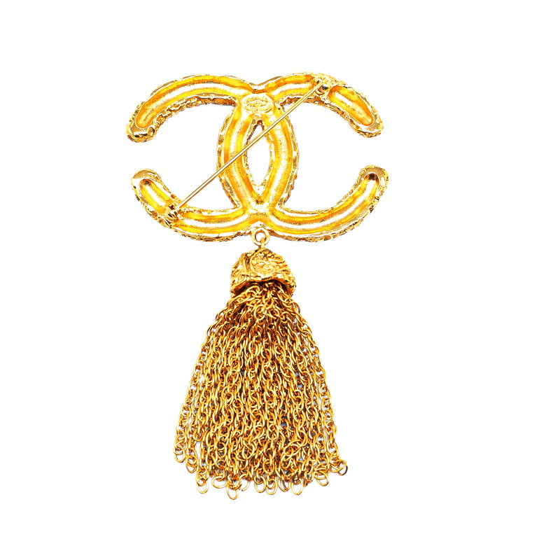 Chanel Vintage Coco Mark Lava Tassel Brooch in Very Good Condition