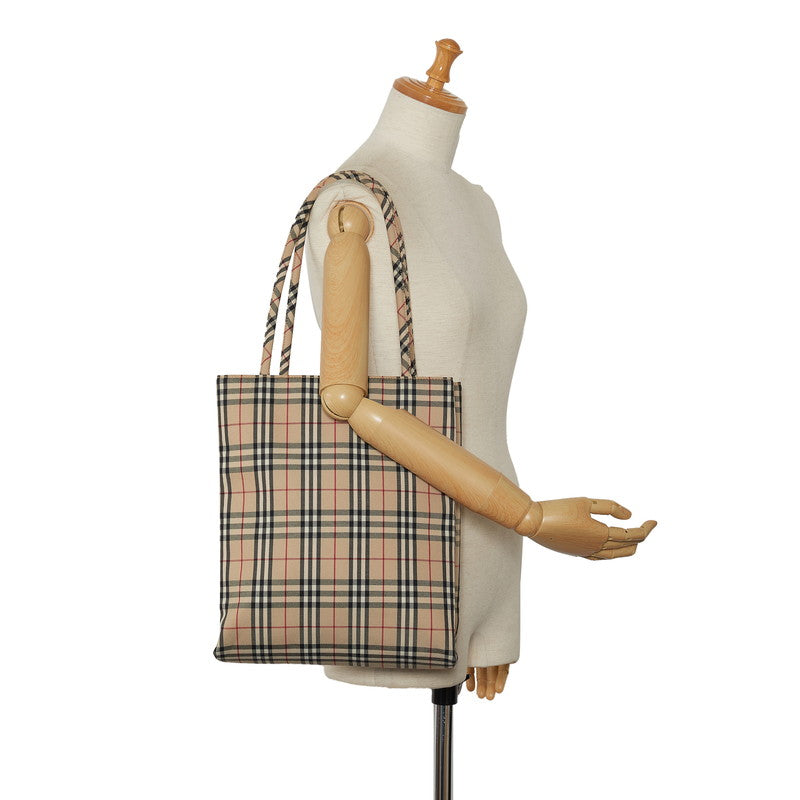 Burberry Nova Check Canvas Tote Bag Beige Multicolor in Great Condition