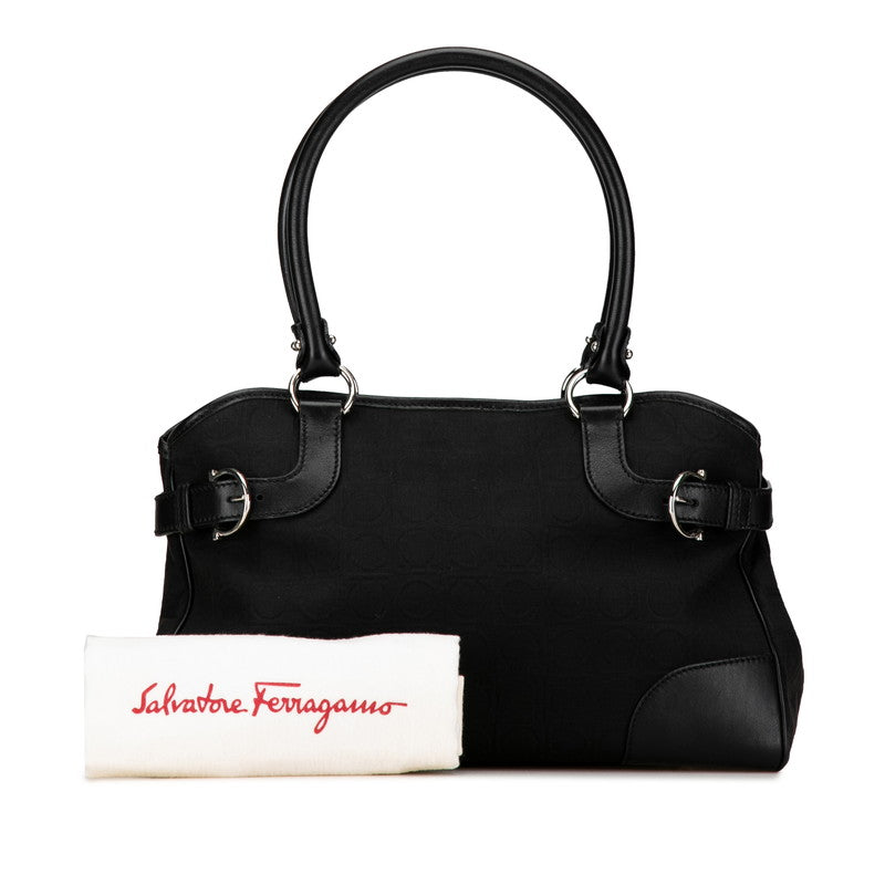 Salvatore Ferragamo Gancini Canvas Leather Tote Bag