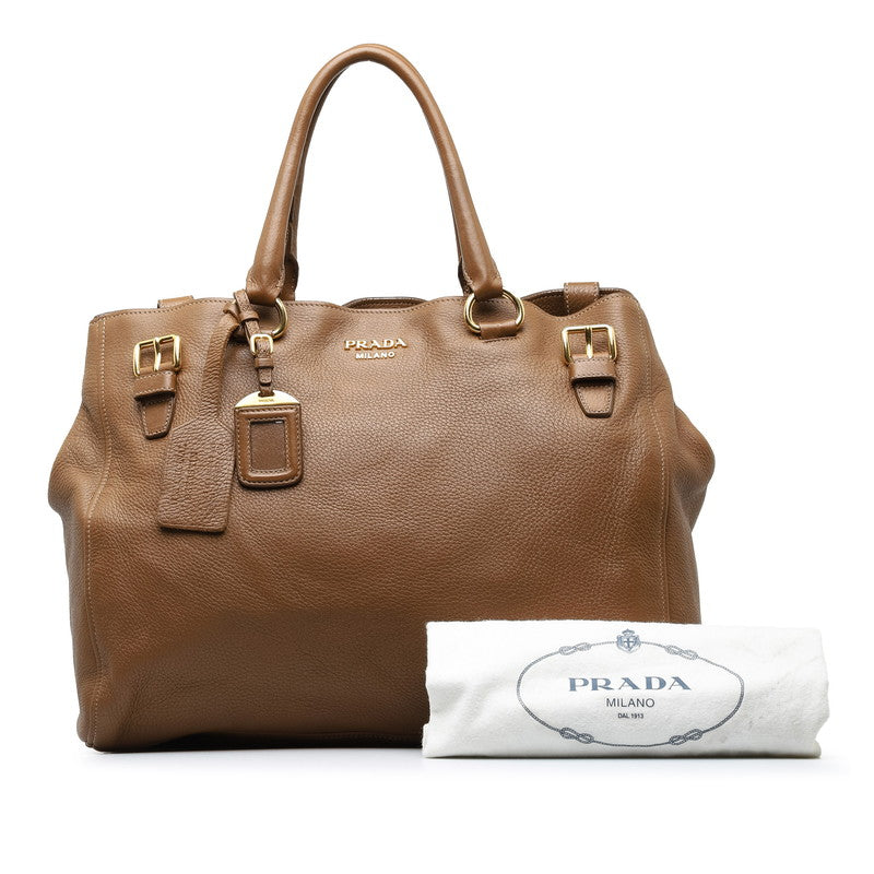 Prada Leather Logo Gold Hardware Tote Bag