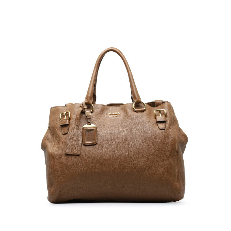 Prada Leather Logo Gold Hardware Tote Bag