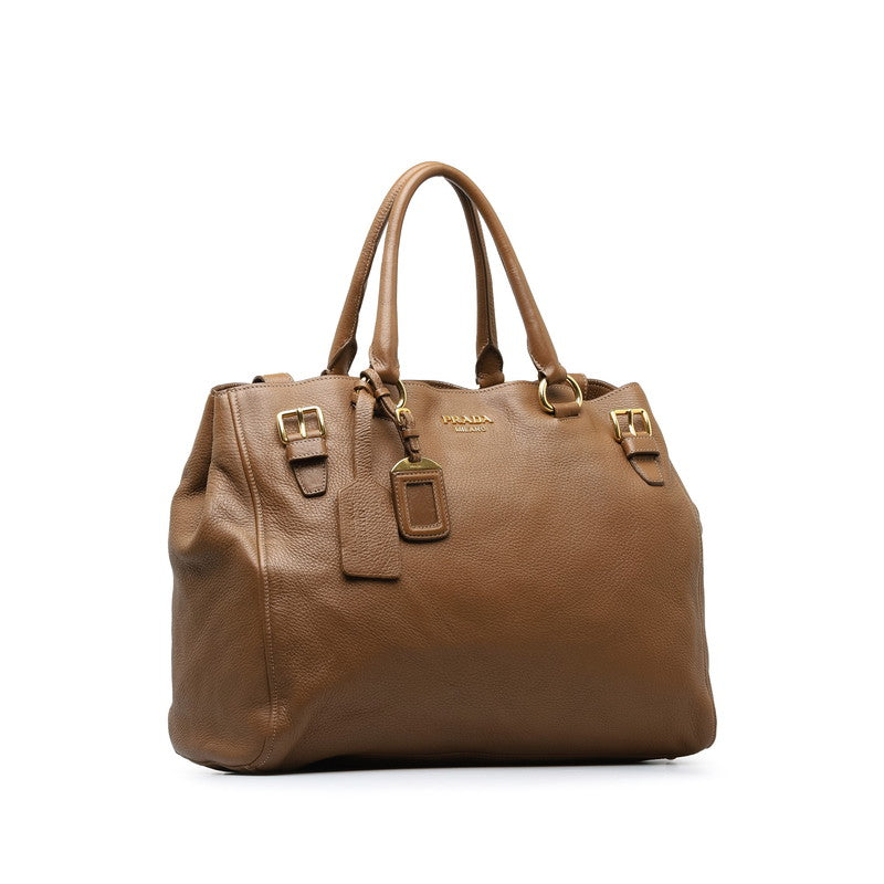 Prada Leather Logo Gold Hardware Tote Bag