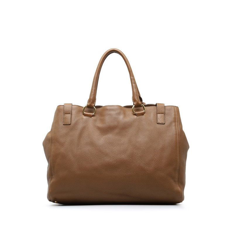 Prada Leather Logo Gold Hardware Tote Bag