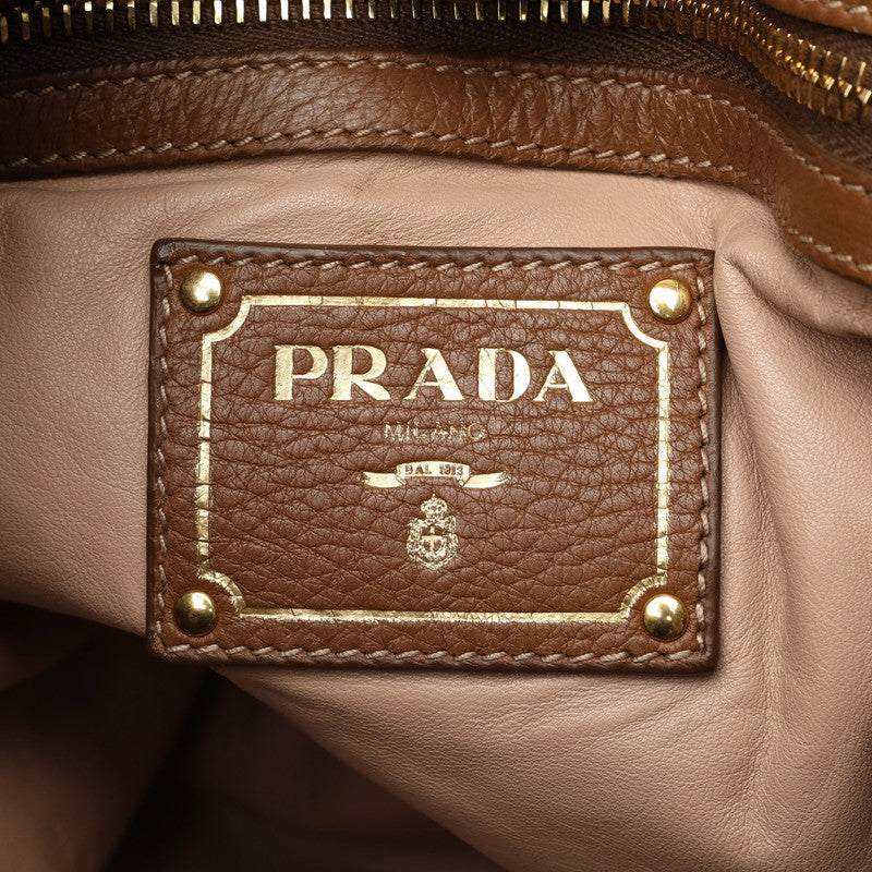 Prada Leather Logo Gold Hardware Tote Shoulder Bag in Very Good Condition