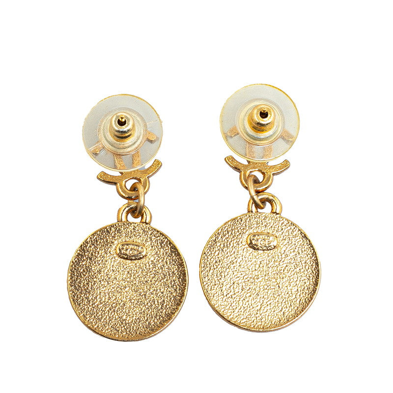 Chanel Star Motif Earrings Gold Black