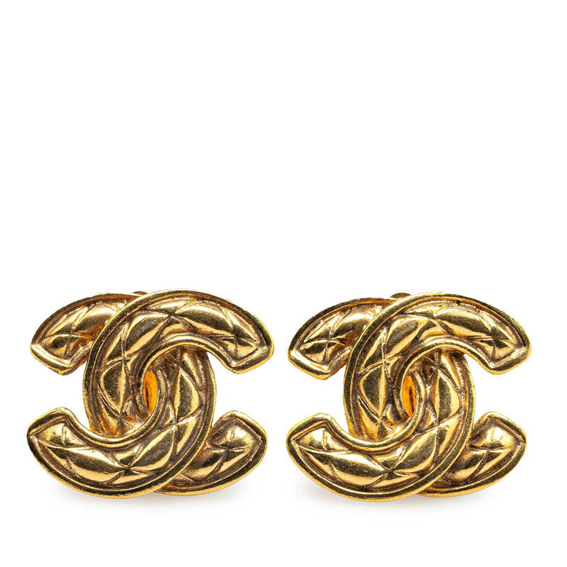 Chanel Matelasse Coco Mark Earrings Gold