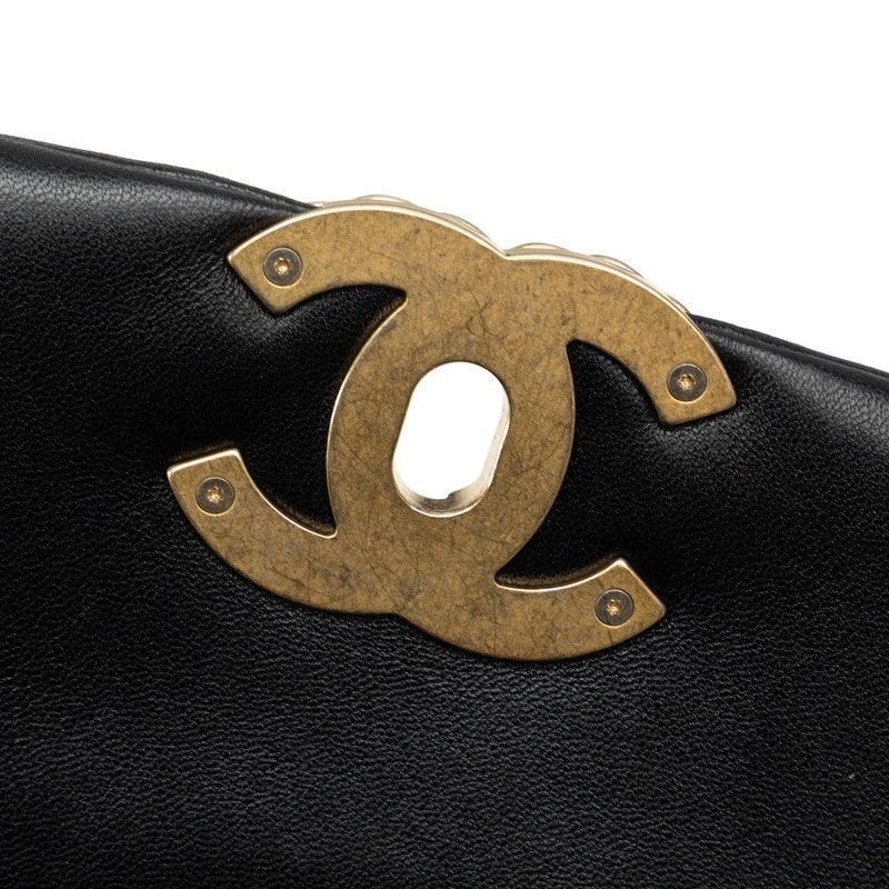 Chanel Matelasse Coco Mark Chain Shoulder Bag Black Lambskin in Great Condition