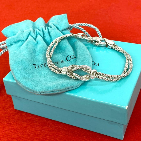 Tiffany&Co. Center Knot Double Rope Silver Bracelet