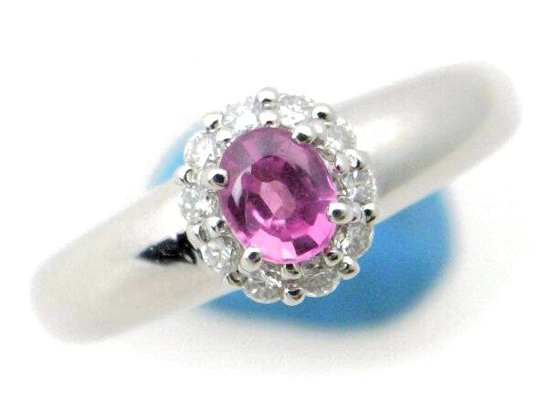 Pre-owned Pt900 Platinum Pink Sapphire Diamond Ring Size 10 in Great Condition