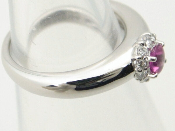 Pre-owned Pt900 Platinum Pink Sapphire Diamond Ring Size 10 in Great Condition