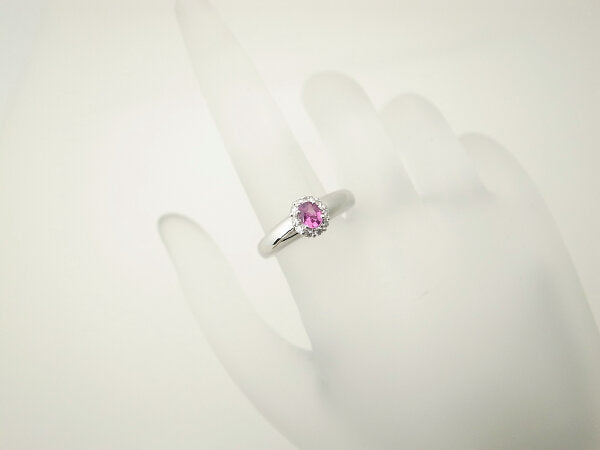 Pre-owned Pt900 Platinum Pink Sapphire Diamond Ring Size 10 in Great Condition