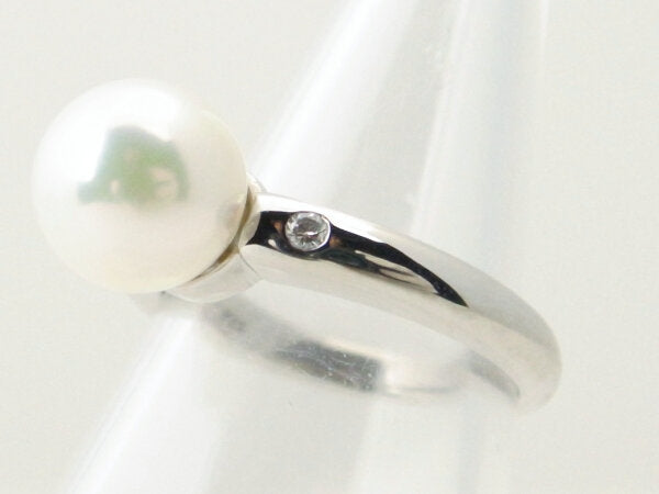 Pt900 Platinum Pearl Diamond Ring in Great Condition