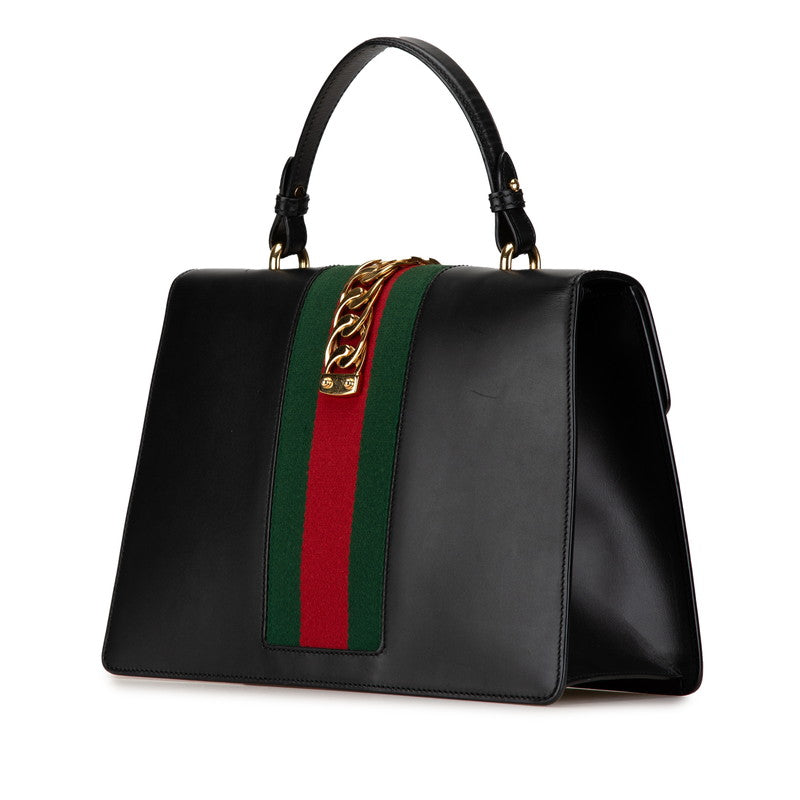 Gucci Sylvie Leather Handbag 2WAY Black