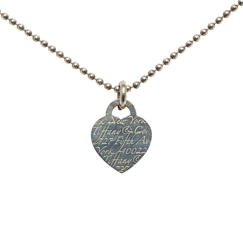 Tiffany & Co Notes Heart Ball Chain Necklace Silver SV925 in Good Condition